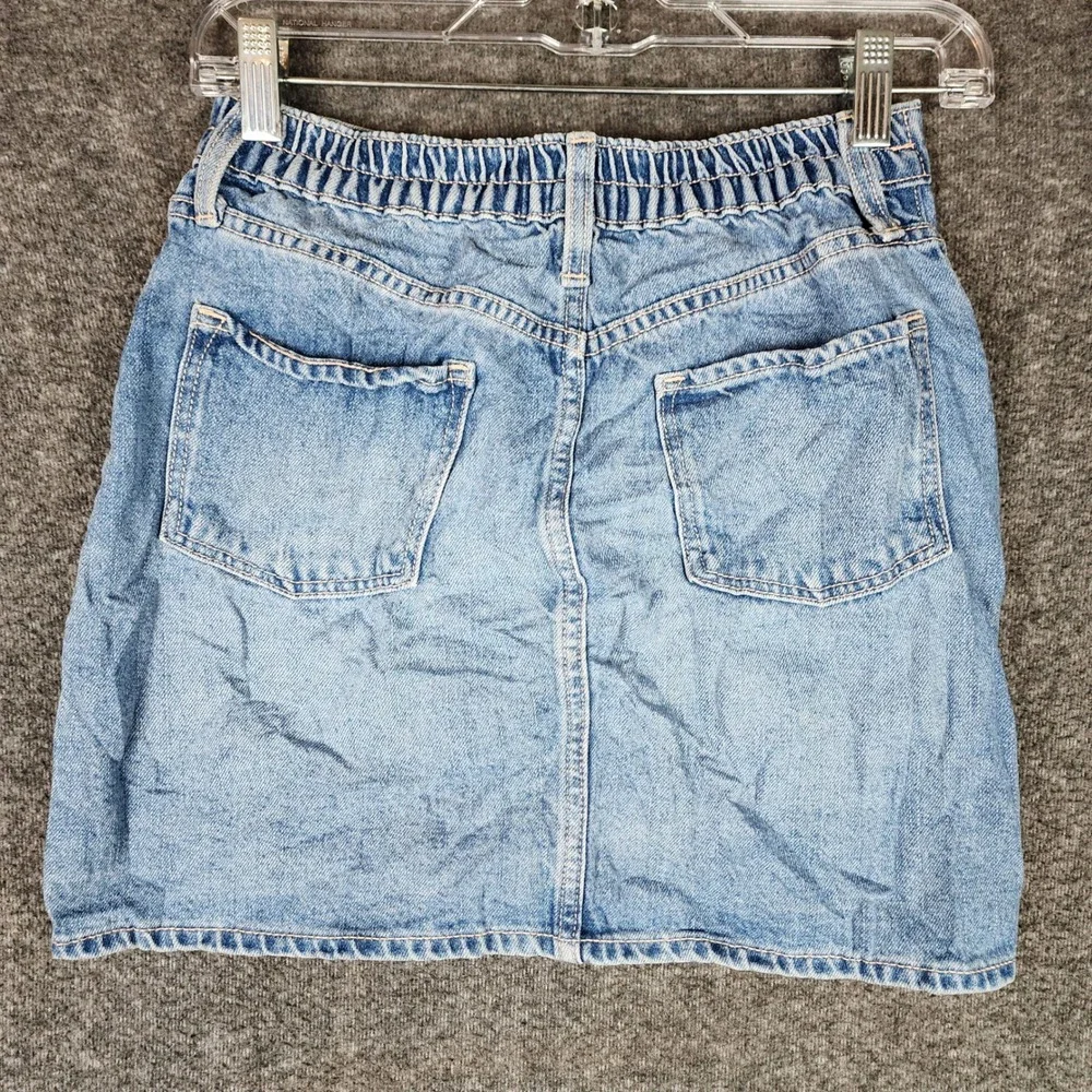 Old Navy Skirt Girls XL 14-16 Denim Mini Light Blue Button Front EUC